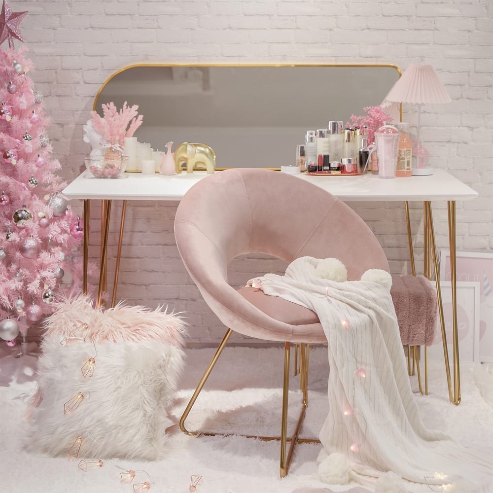 Modern Velvet Upholstered Accent Chair Vanity Leisure Chair