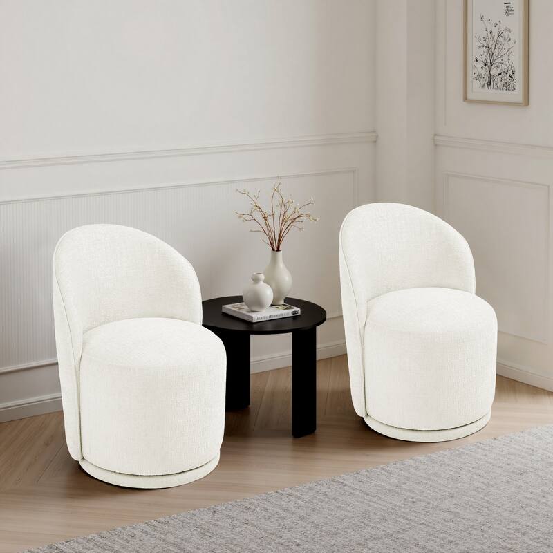 UIXE 2 Set Modern Upholstered Swivel Armless Side Dining Chairs