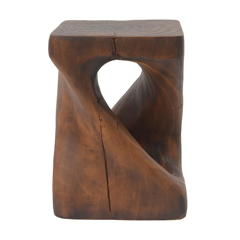 Unique Hollow Twisted Spiral Shape Side Table with Wood Grain Texture