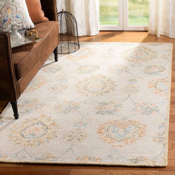 Shop Safavieh Handmade Blossom Tempie Modern Floral Wool Rug Overstock 22713257 5 X 8 Beige Sage