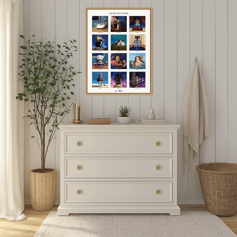 Feline Star Signs by Lucia Heffernan Framed Canvas Wall Art Print