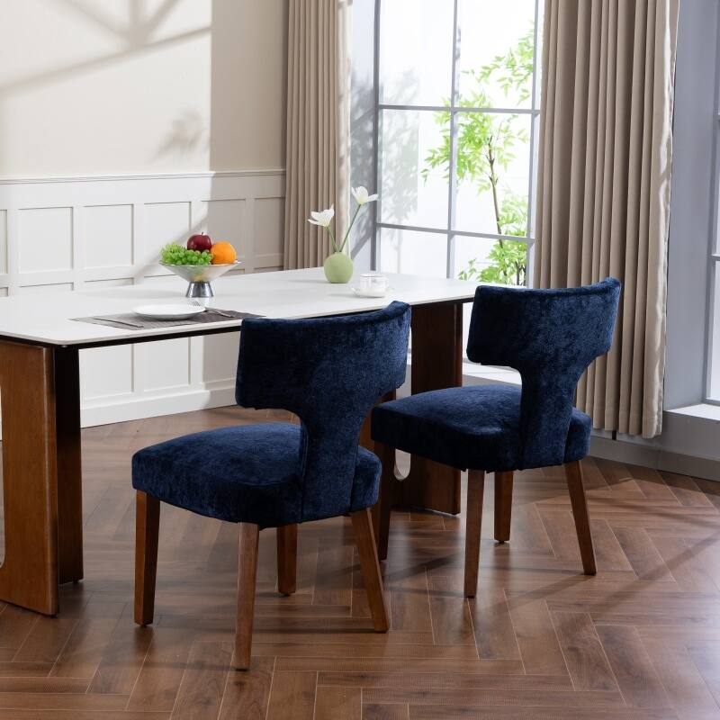 Mid Century Modern Dining Chairs Set of 2, Farmhouse Linen Fabric Upholstered Accent Chair
