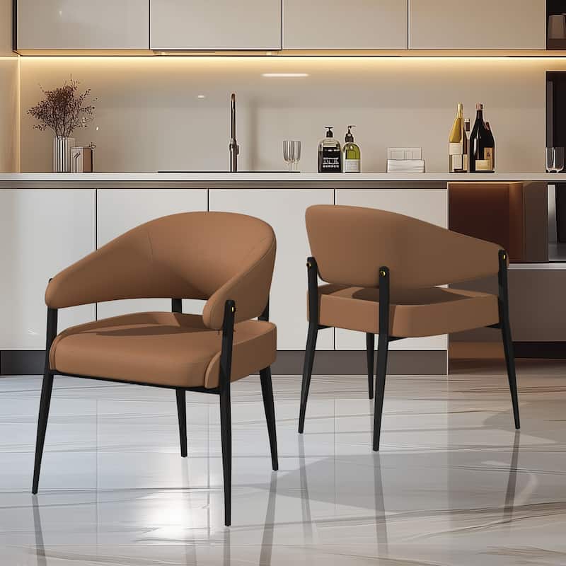 Set of 2 Dining Chairs Accent Upholstered Arm Chair Low Back