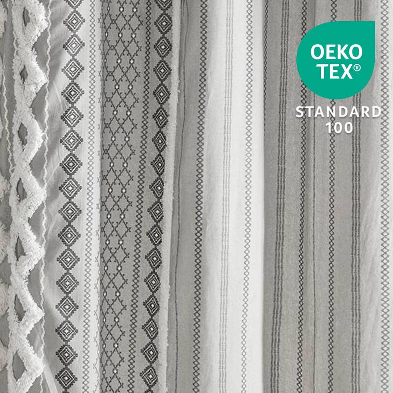 INK+IVY Imani Cotton Printed Shower Curtain with Chenille