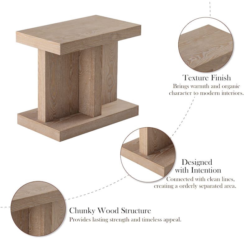COZAYH Rustic End Table with Open Base Shelf, Simple Rectangular Side Table for Plants, Natural Grain Wood Accent Table
