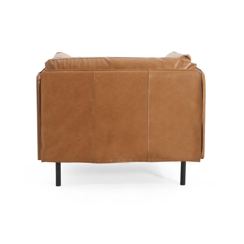 Brown 39.17" Upholstered Accent Chair with Metal Legs and Pillow