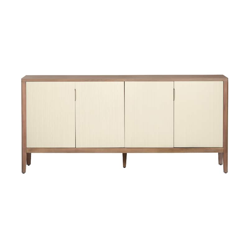74 in. Brown Solid Wood 4 Door Media Credenza_Sideboard