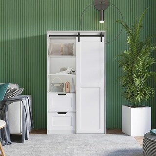 71-inch High wardrobe and cabinet , Clothes Locker，classic sliding barn ...