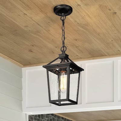 12 Inch Outdoor Ceiling Light with Seeded Glass