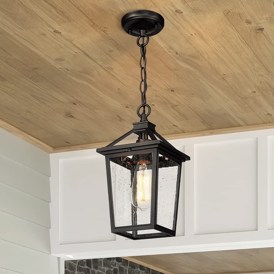 12 Inch Outdoor Ceiling Light with Seeded Glass