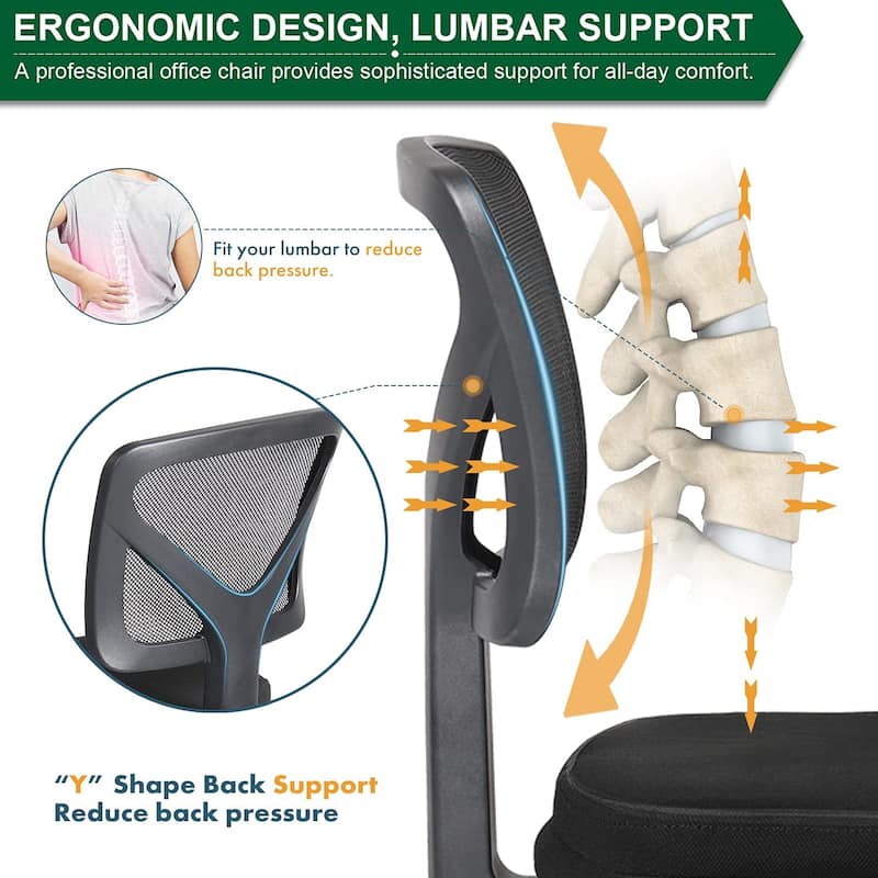 Child Armless Mesh Office Chair, Office Computer Desk Chair, Rolling Work Swivel Chairs for Home, Study, Student, Adults