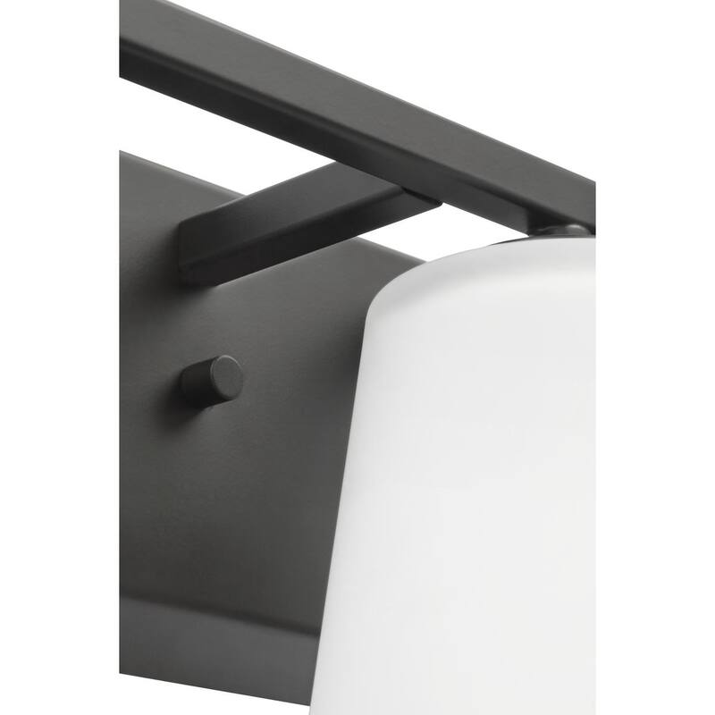 Vertex Collection Three-Light Matte Black Etched White Glass Contemporary Bath Light - 20.87 in x 6.25 in x 7.5 in