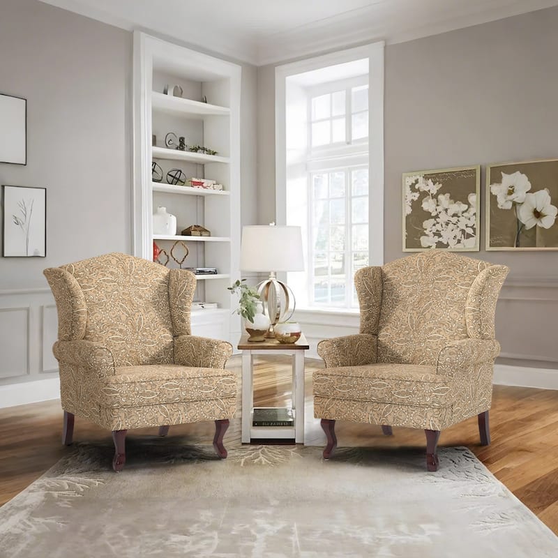 Elegant Living Room Wing Back Arm Chair Upholstered Accent Chair