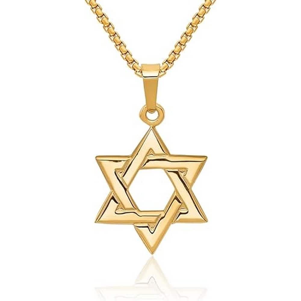 Curata 14k Yellow Gold 18" Solid Polished Star of David Pendant Necklace - 20x14mm