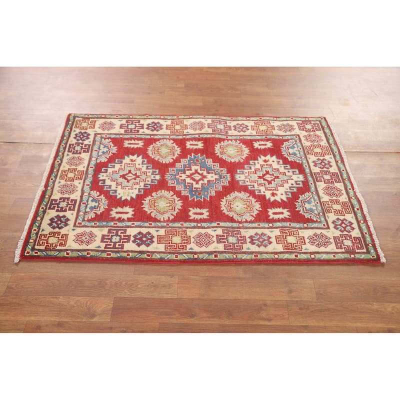 Pakistan Red Kazak Accent Rug Wool Carpet - 2'10" x 4'2"