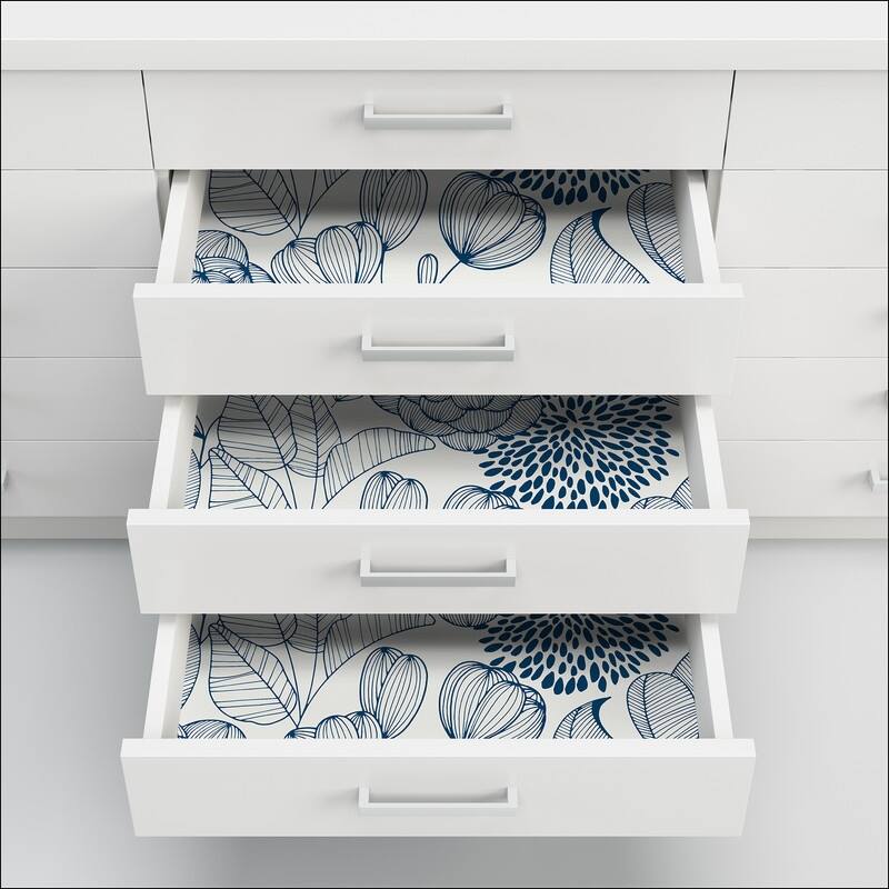 NuWallpaper Navy/White Secret Garden Floral Pattern Peel-and-Stick Wallpaper - 216in x 20.5in x 0.025in