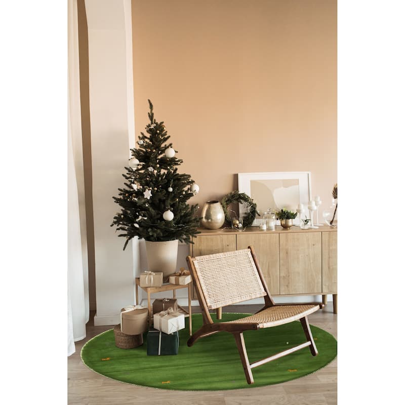 Kashkuli Gabbeh Green Rug 5'0" x 5'0" - 5'0 x 5'0