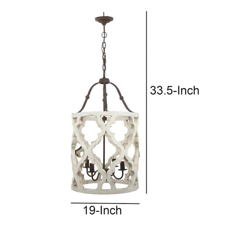 Joliette 4 Light Wood Chandelier, White