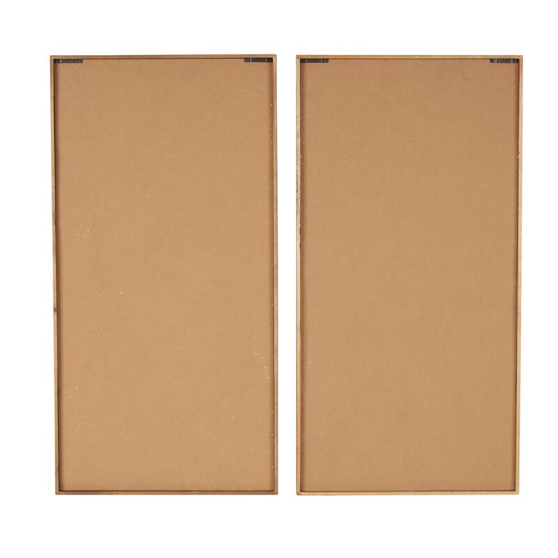 Wood Abstract Textured Wavy Home Wall Decor with White and Tan Accents - Set of 2 Brown - Roche River Decor