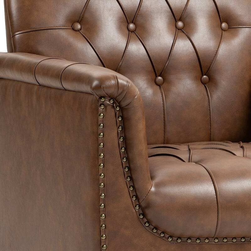 Modern Faux Leather Accent Chairs Set Of 2, Upholstered Armchair For Living Room