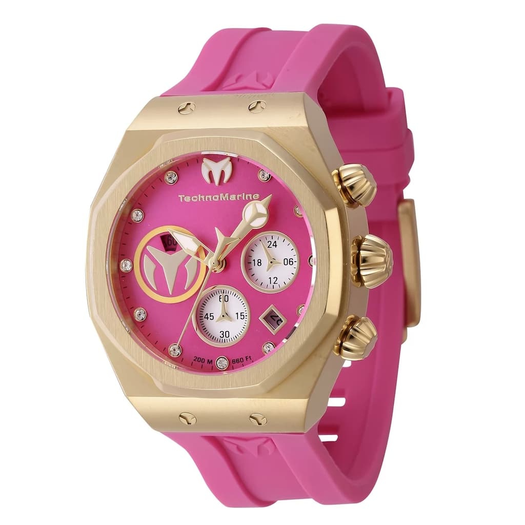 Technomarine Women's TM-523009 Reef Quartz Chronograph Hot Pink, Silver Dial Watch - Pink
