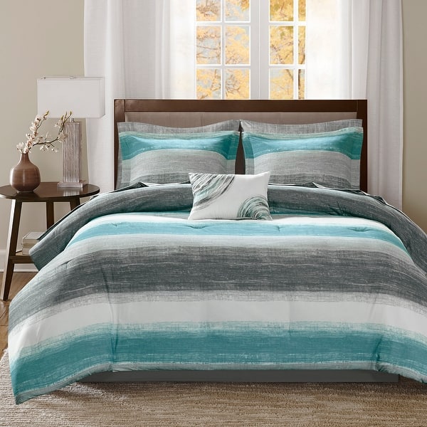 slide 2 of 24, Madison Park Essentials Barret Comforter Set with Cotton Bed Sheets Aqua - California King