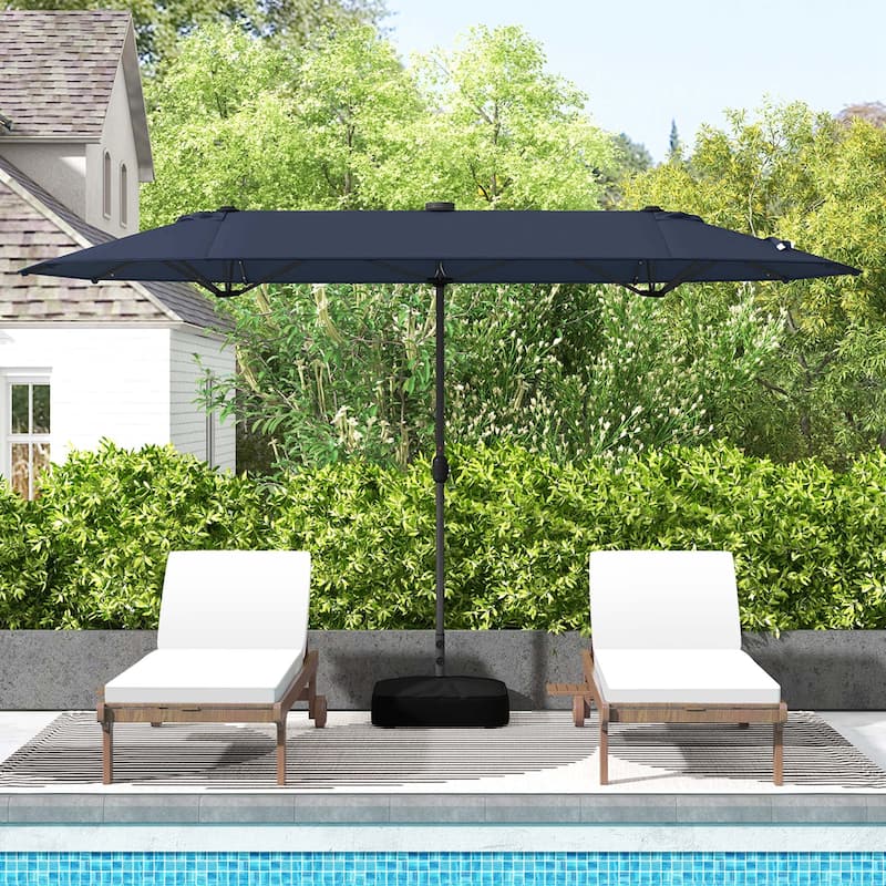 13FT Large Umbrella Double-Sided Patio Umbrella with Solar Lights