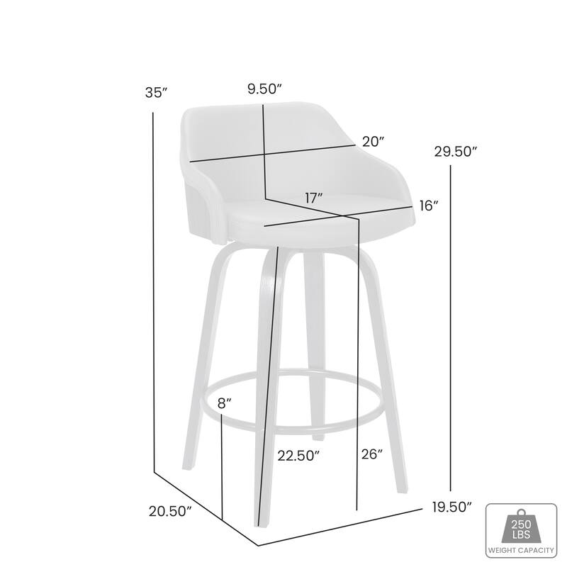 Alec Upholstered Wood Counter or Bar Swivel Stool
