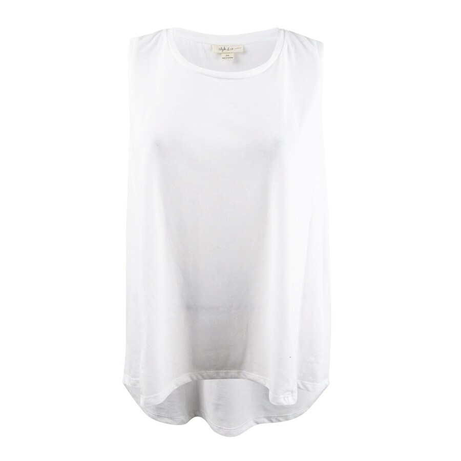 white sleeveless top plus size