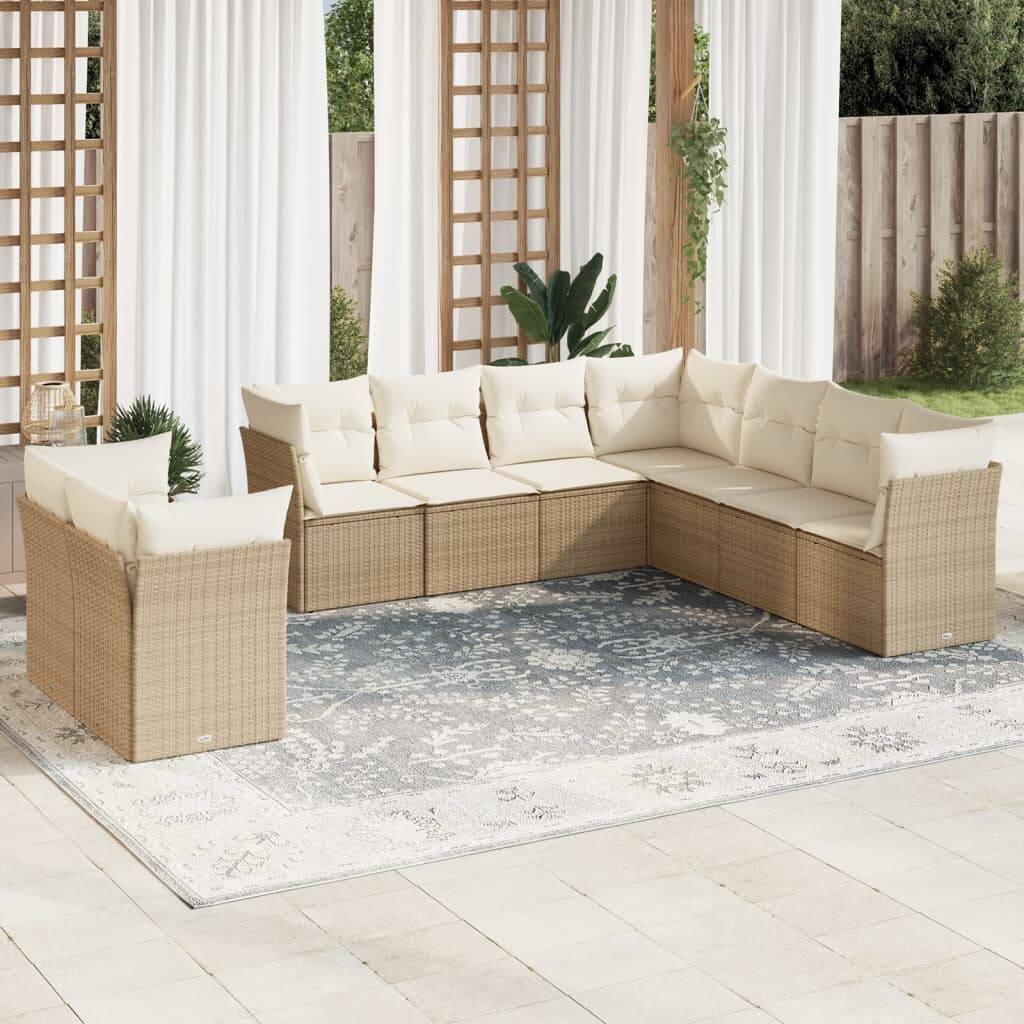 vidaXL Garden Sofa Set Beige, Cream White - 24.4 x 24.4 x 27.2
