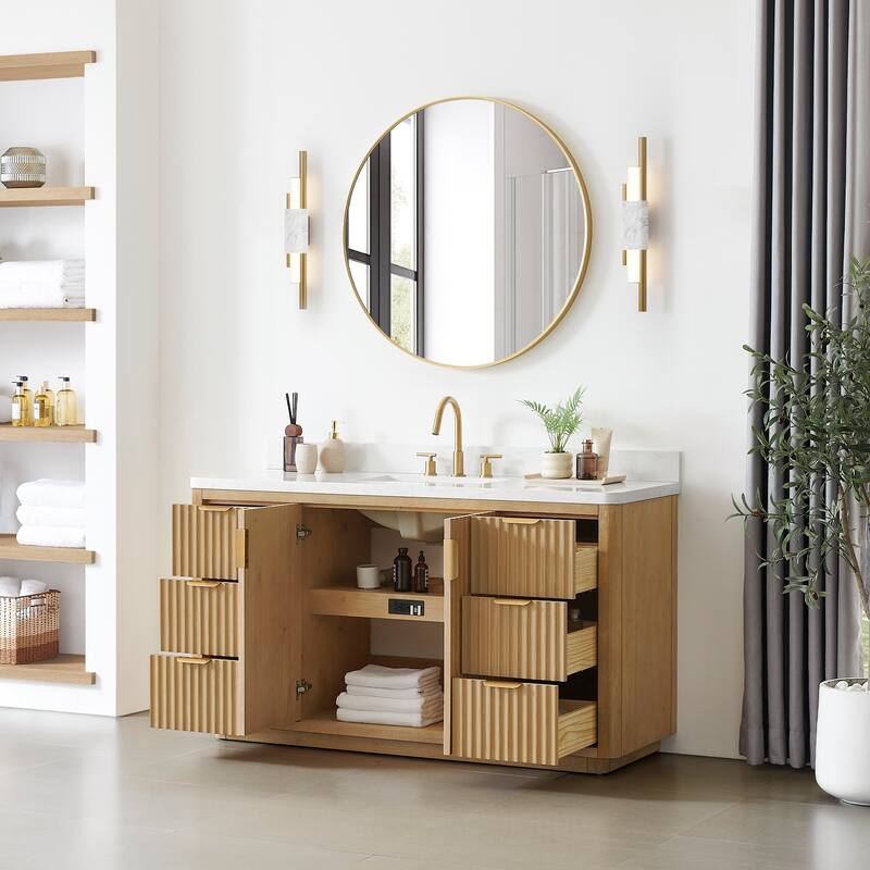 Cadiz Bath Vanity with Composite Stone Top and Mirror