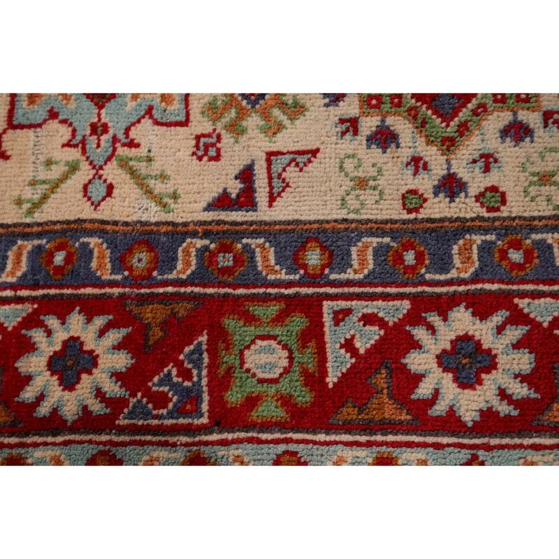 Geometric Kazak Oriental Accent Rug Hand-Knotted Wool Carpet - 2'8" x 4'3"