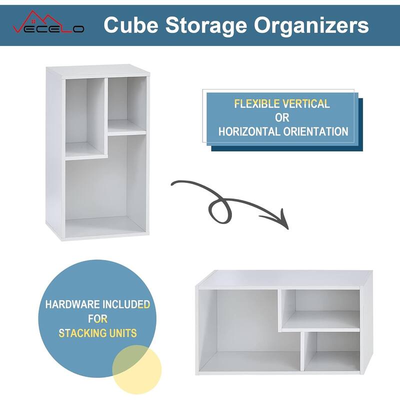 VECELO Wide Wood Organizer Bookcase Sets