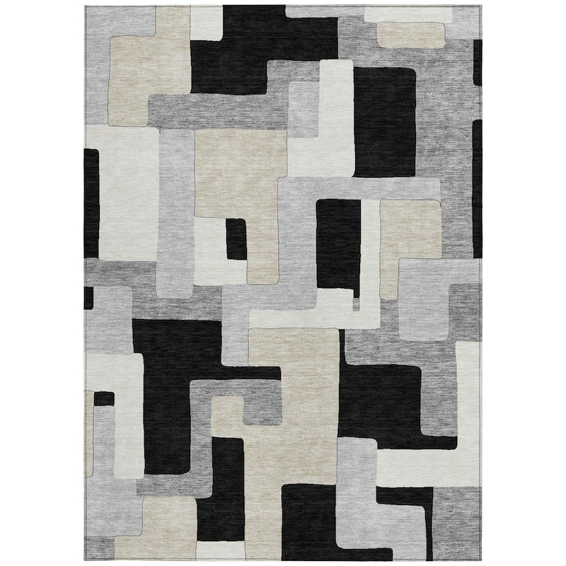 HomeRoots Geometric Transitional Rectangle Outdoor Rug