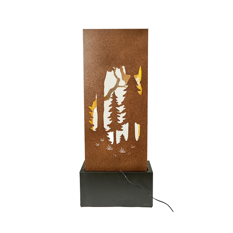 LED Lighted Forest Hollow Carved Waterfall Fountain - 48.43"