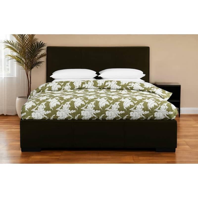 HomeRoots Black Faux Leather King Bed Frame - King