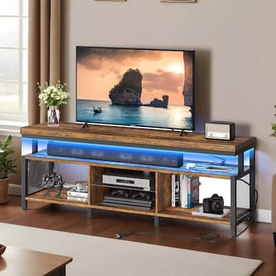 LED TV Stand with Power Outlets Media Console For 70" TVs - 62 inches