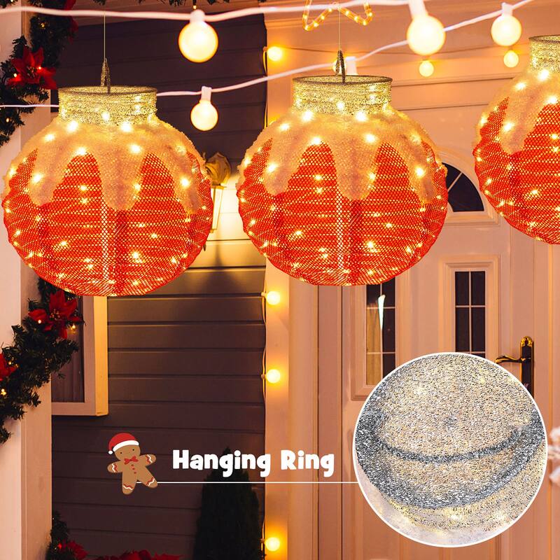 Gymax Outdoor Christmas Lantern Pop-Up Lighted Festive Ball w/ 80 LED - Multi - See Details