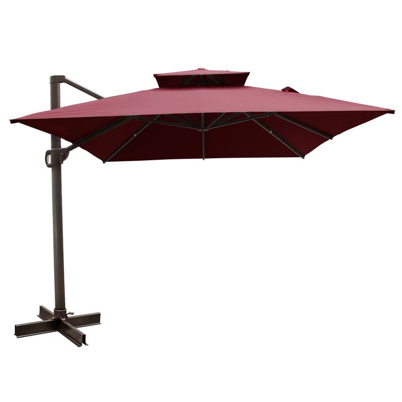 10 x 13 Feet Outdoor Patio Offset Cantilever Hanging Umbrella with NO
