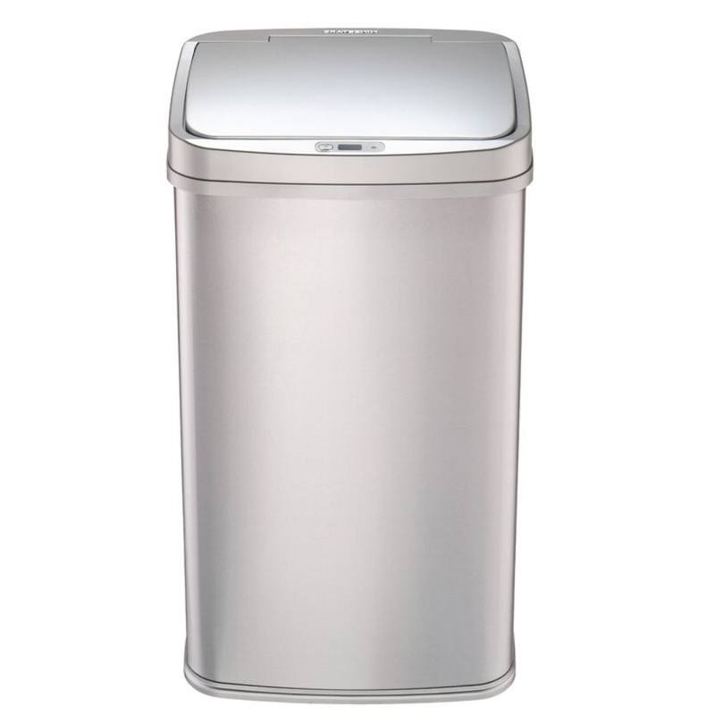 13-Gallon Motion Sensor Trash Can Stainless Steel Kitchen Waste Bin with Odor Seal and Liner