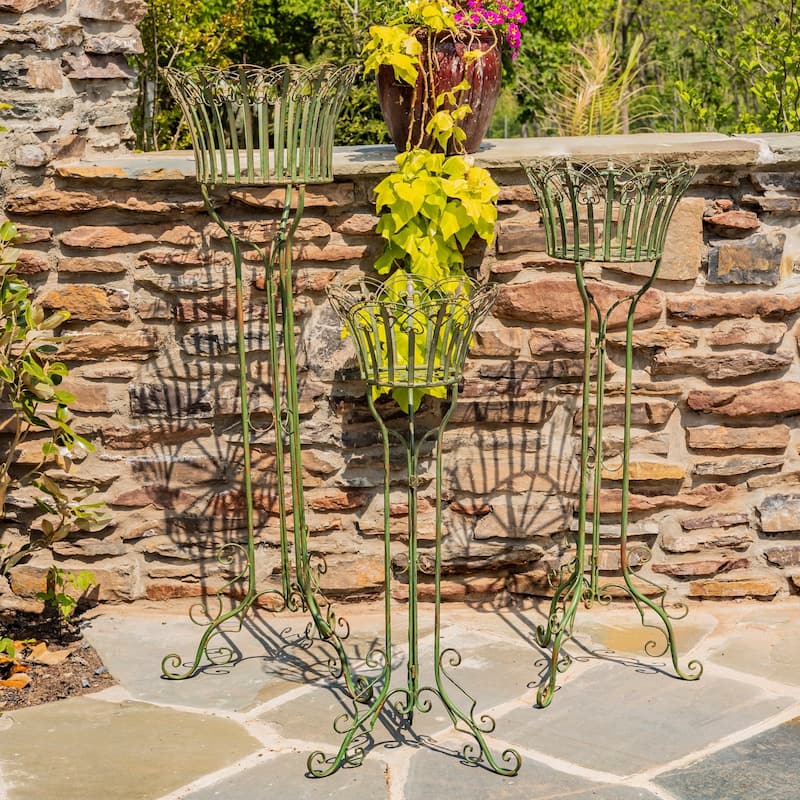 Set of 3 Standing Iron Pedestal Plant Stands