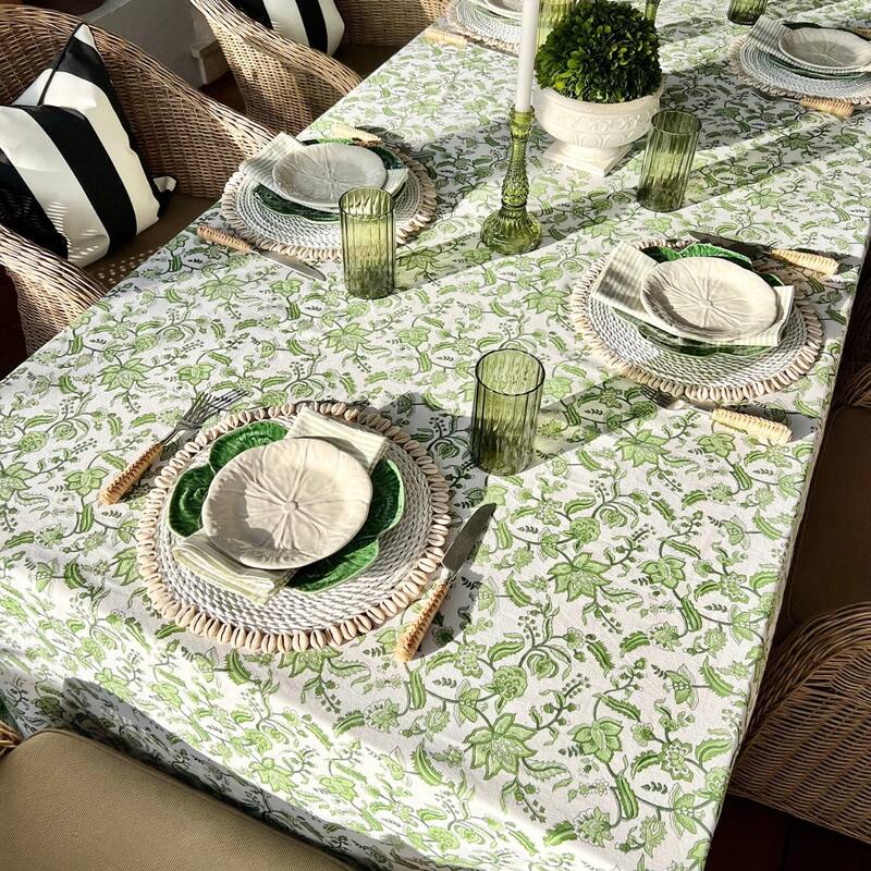 Square Tablecloth- Green Chintz floral