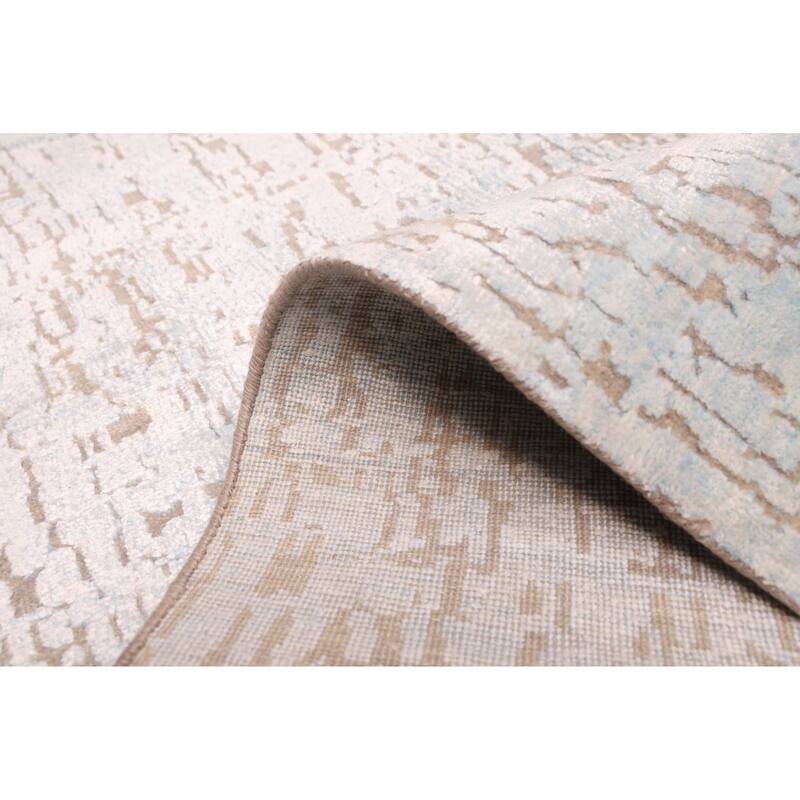 ECARPETGALLERY Hand-knotted Legacy Light Blue Silk, Wool Rug - 2'5 x 10'3