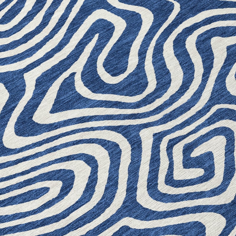 Machine Washable Indoor/ Outdoor Abstract Modern Chantille Rug