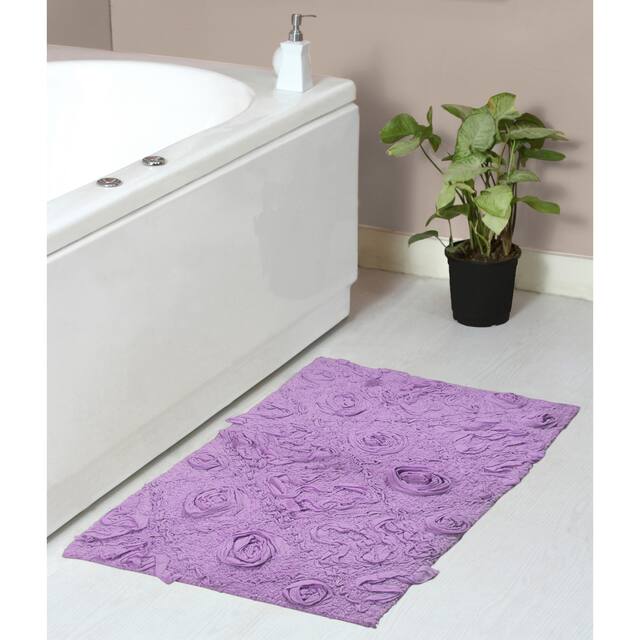 Home Weavers Modesto Collection Absorbent Cotton Machine Washable Bath Rug - 21"x34" - Purple