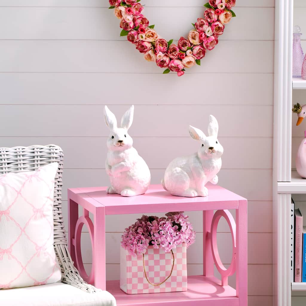 11.5" Glazed Terracotta Bunny Set of 2