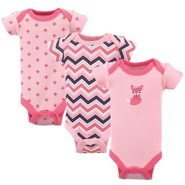 slide 1 of 1, Luvable Friends Baby Girl Cotton Preemie Bodysuits 3pk, Foxy, Preemie - Foxy Preemie - Foxy