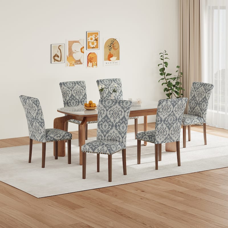 RENEWLINE Dining Chairs, Fabric with Nailhead Trim and Wood Legs