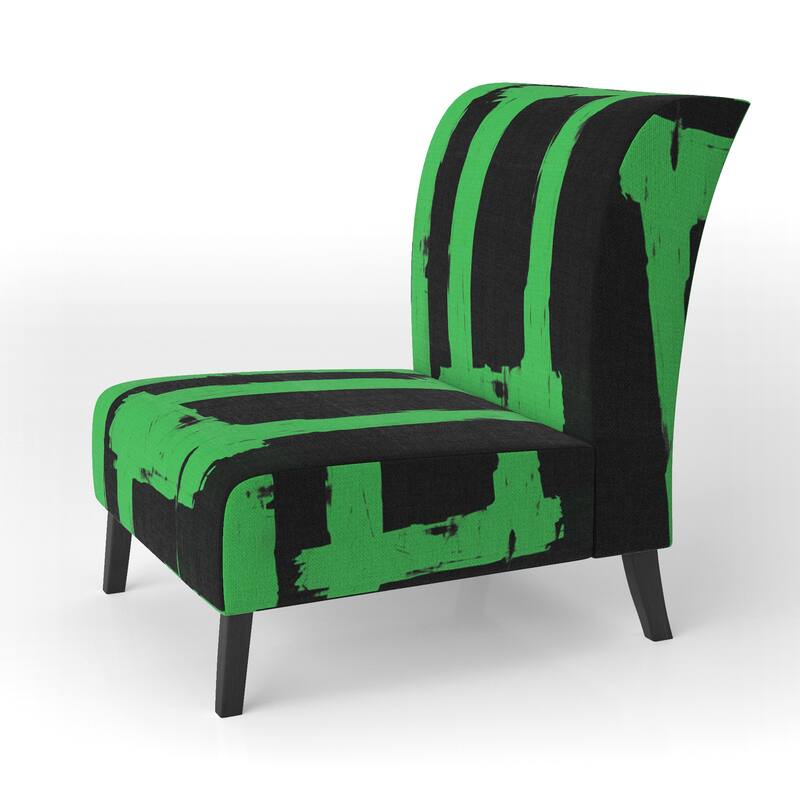 Designart "Black & White Crossing Paths II" Upholstered Abstract Accent Chair - Modern Arm Chair For Living Room