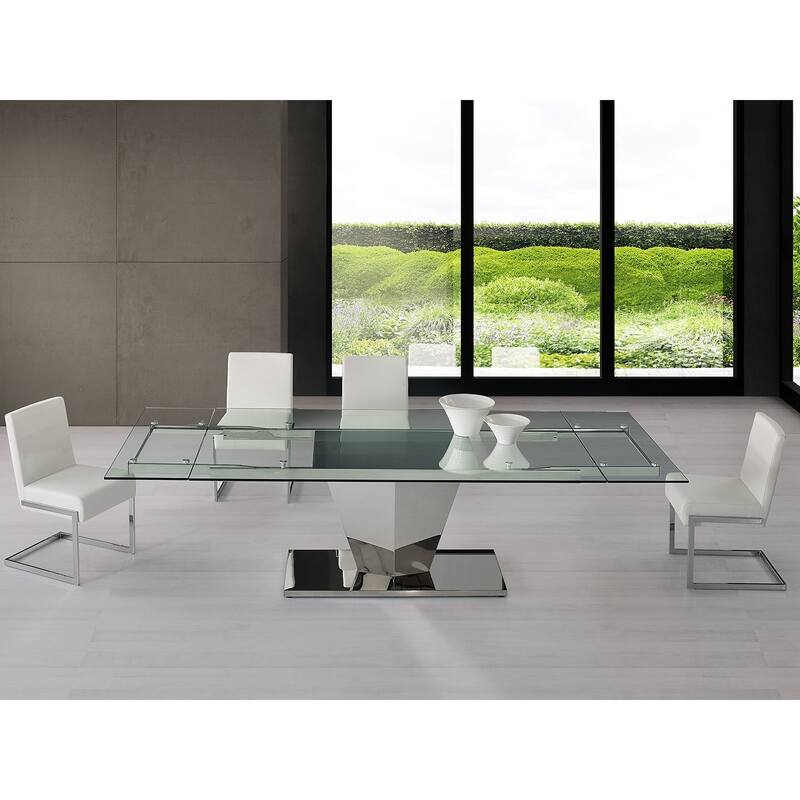 Casabianca Home Fontana Set of 2 Dining Chair in White PU Leather